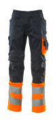 15679-860-01014 Housut polvitaskuilla - tumma laivastonsininen/hi-vis oranssi